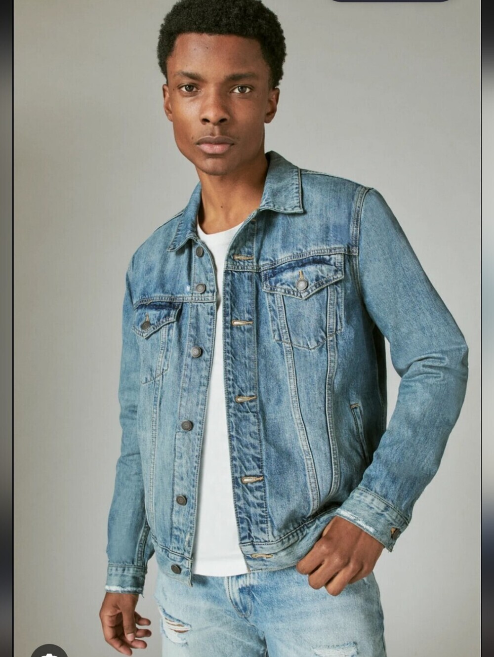 Lucky Brand Light Blue Washed Denim Jacket_L